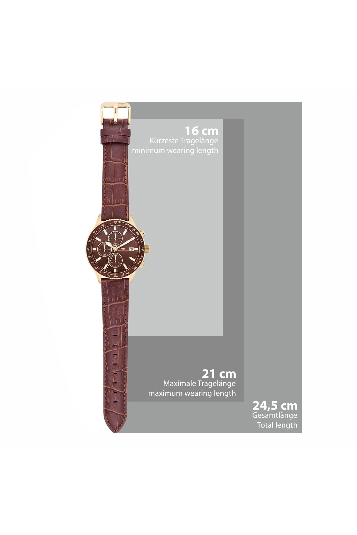 Rhodenwald & Söhne-Chronograph Herren Chronograph gelbgold Echtleder braun 6