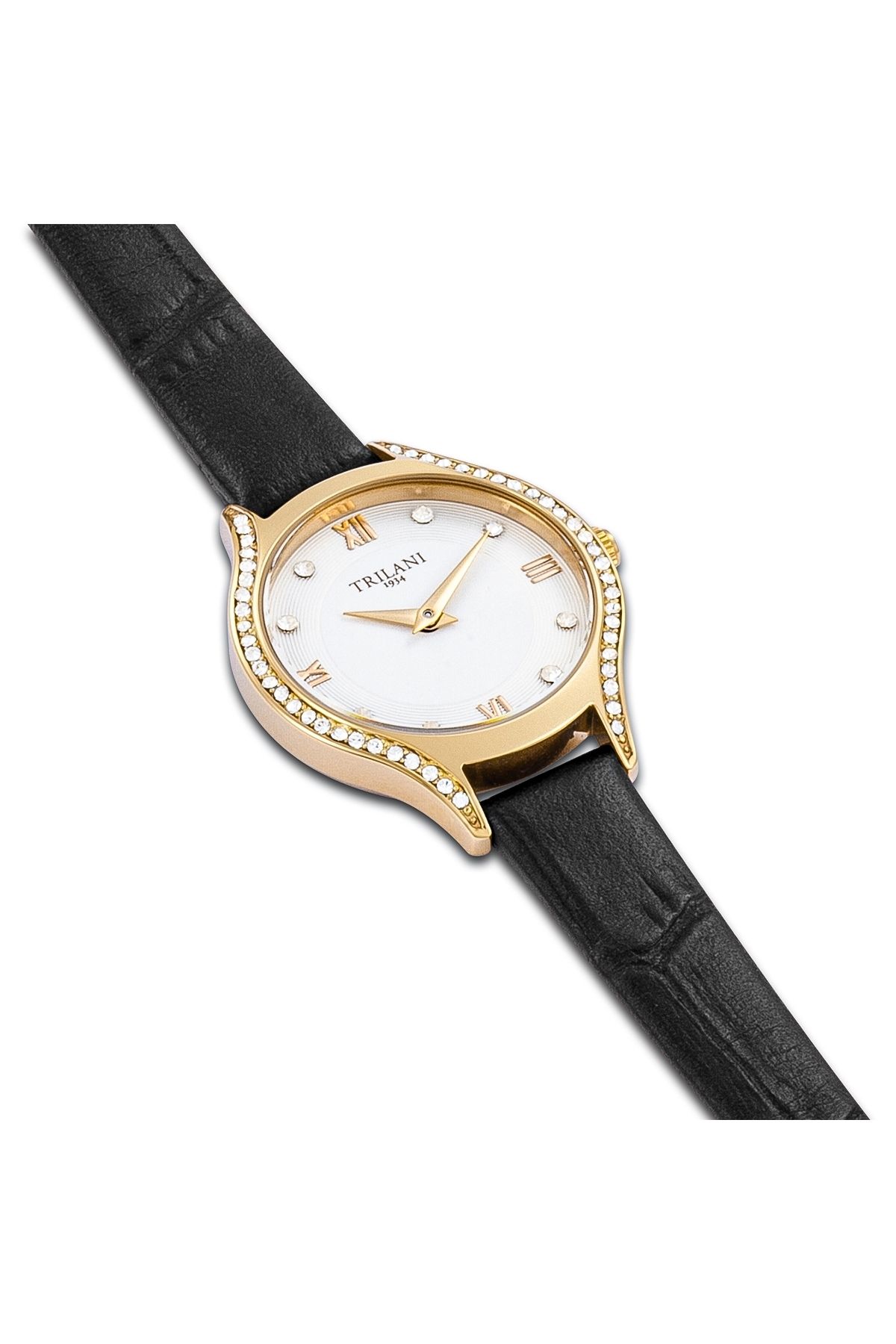 Trilani-Quarzuhr Damen Quarzuhr gelbgold Echtleder weiß 5