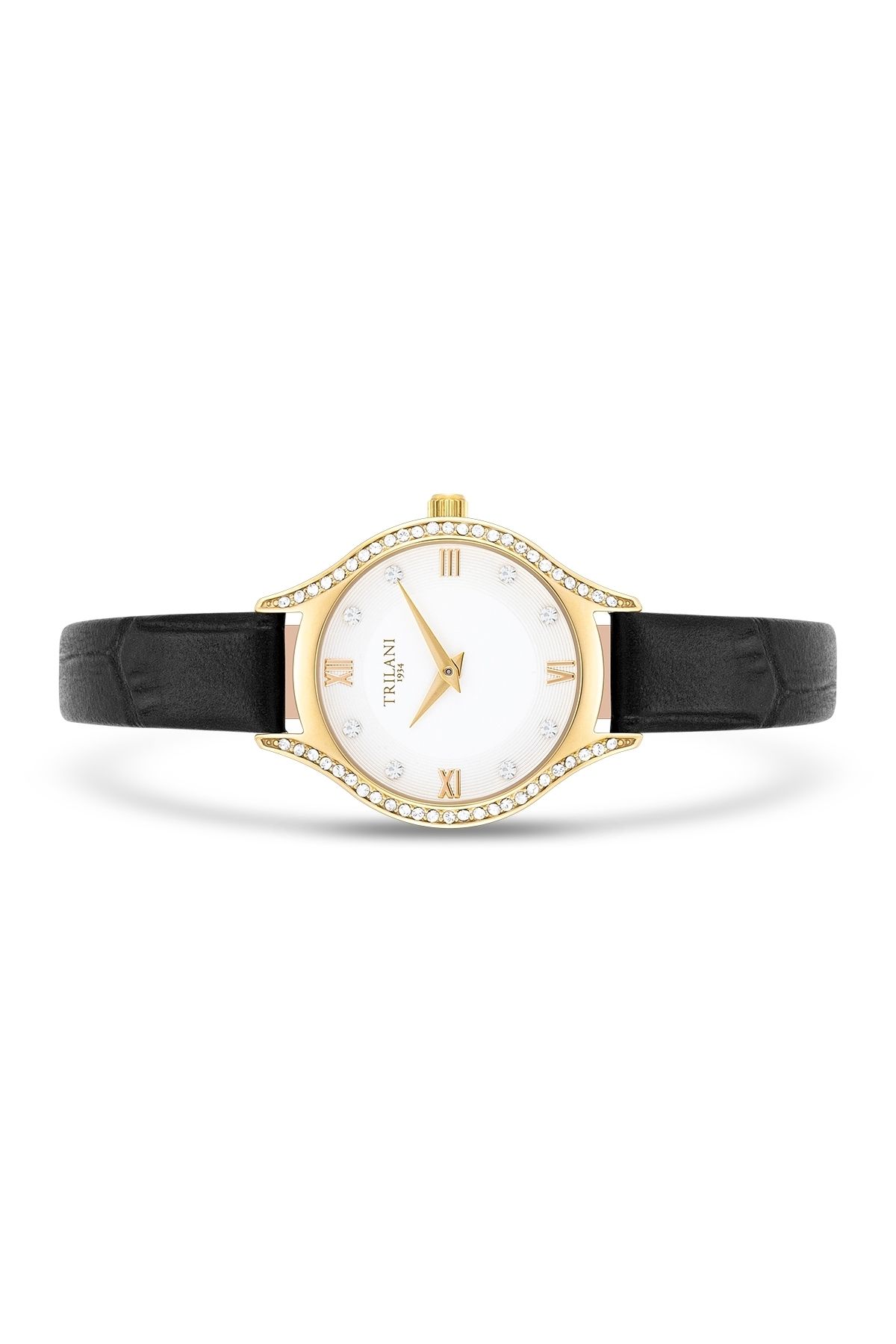 Trilani-Quarzuhr Damen Quarzuhr gelbgold Echtleder weiß 2