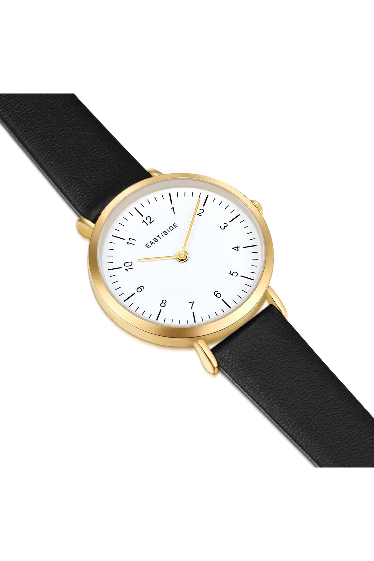 eastside-Quarzuhr Damen Quarzuhr gelbgold Echtleder schwarz 4