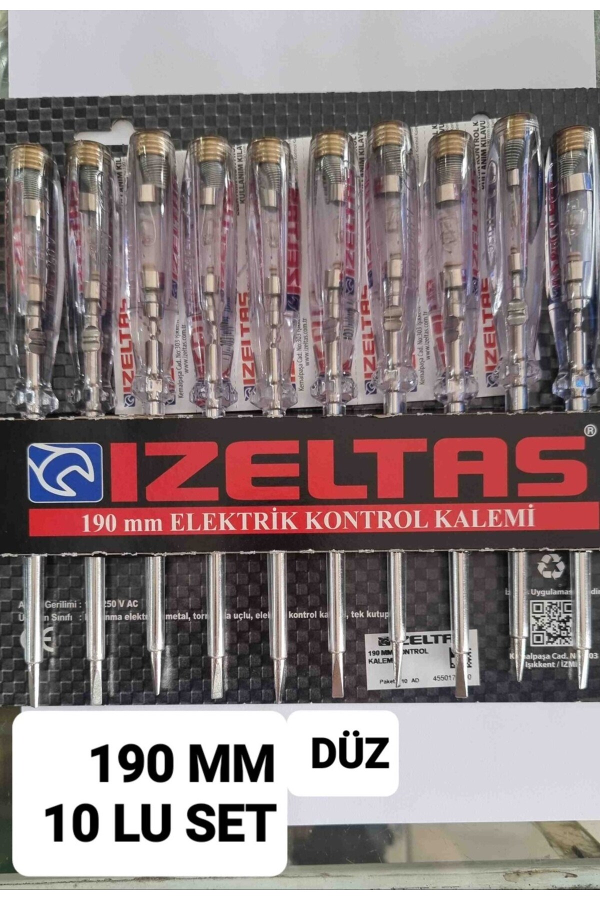 İzeltaş Kontrol Kalemi 190 mm Düz Uçlu 10 Adet