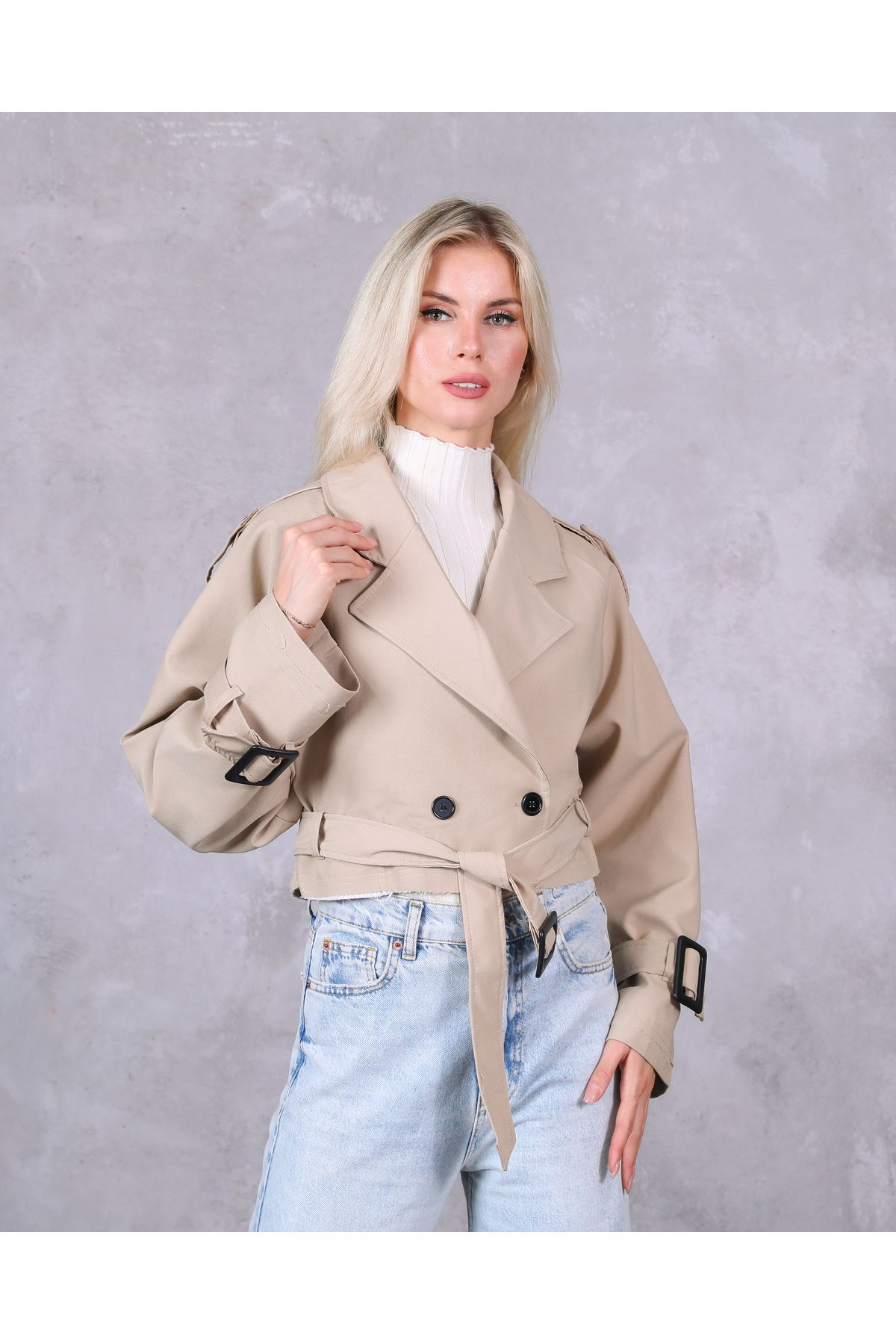 Short hotsell trench jacket