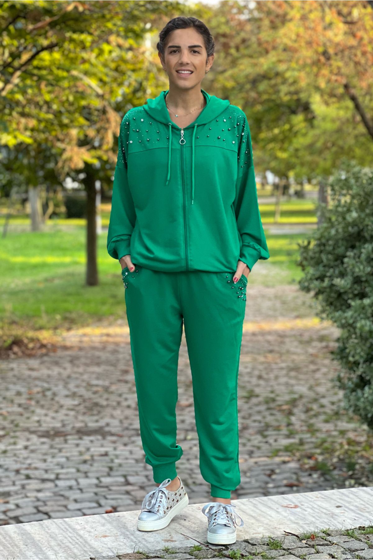 Red and 2024 green tracksuit