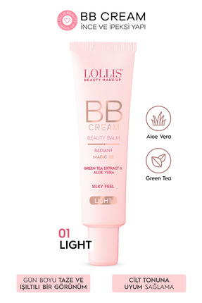 Lollis BB Cream 01 Light/Açık Ton Nemlendirici Etkili Doğal Kapatıcı , Aloe V...
