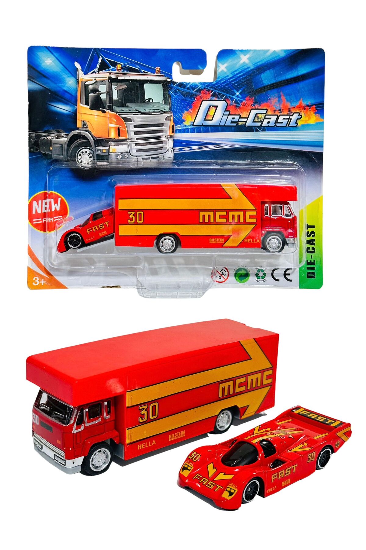 tmtoysandmore Yarış Arabası Taşıyıcı Tır Kamyon Metal Oyuncak Kırmızı