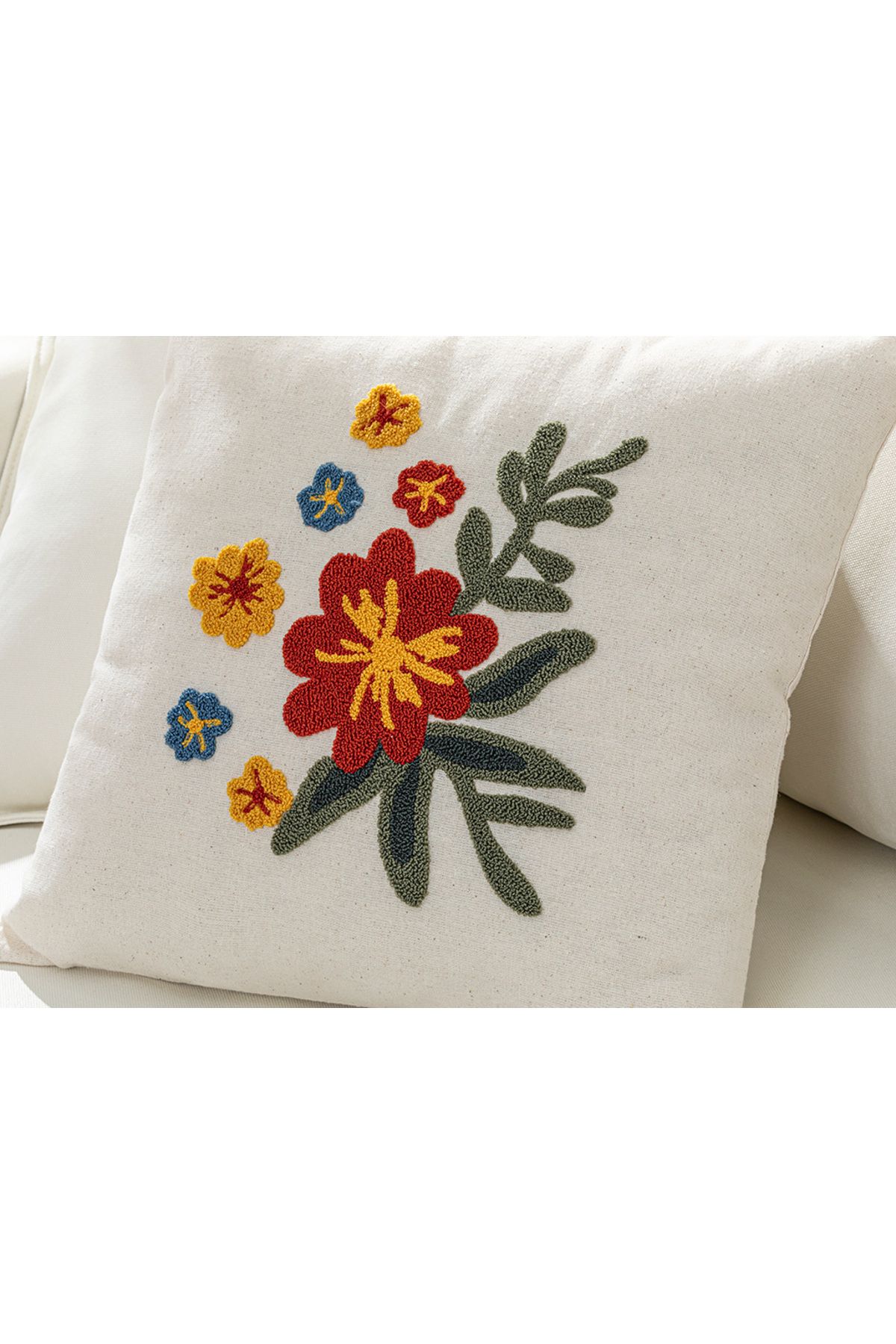 English Home-Luna Punch - Embroidered Natural Throw Pillow Cover 2