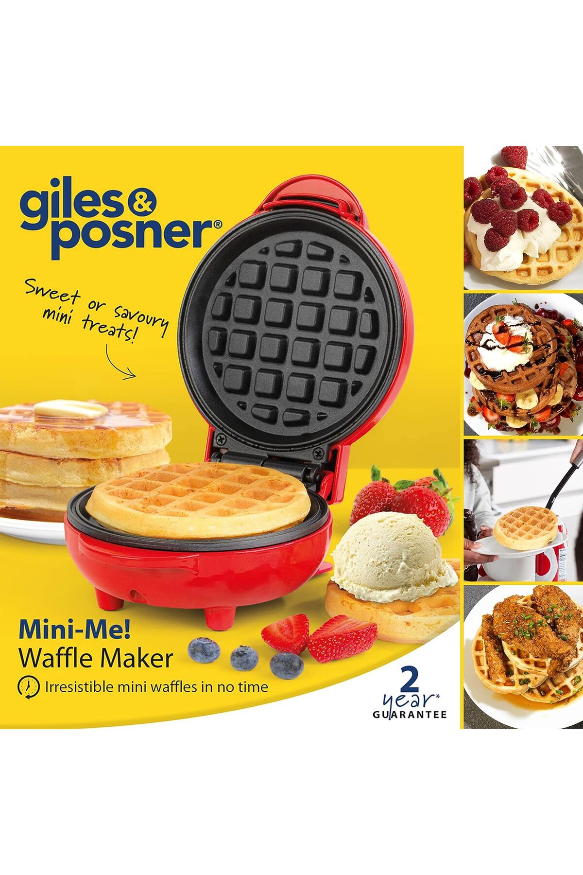 GILES POSNER EK4214GSBL Mini Waffle Makinesi Yapışmaz Waffle Demir