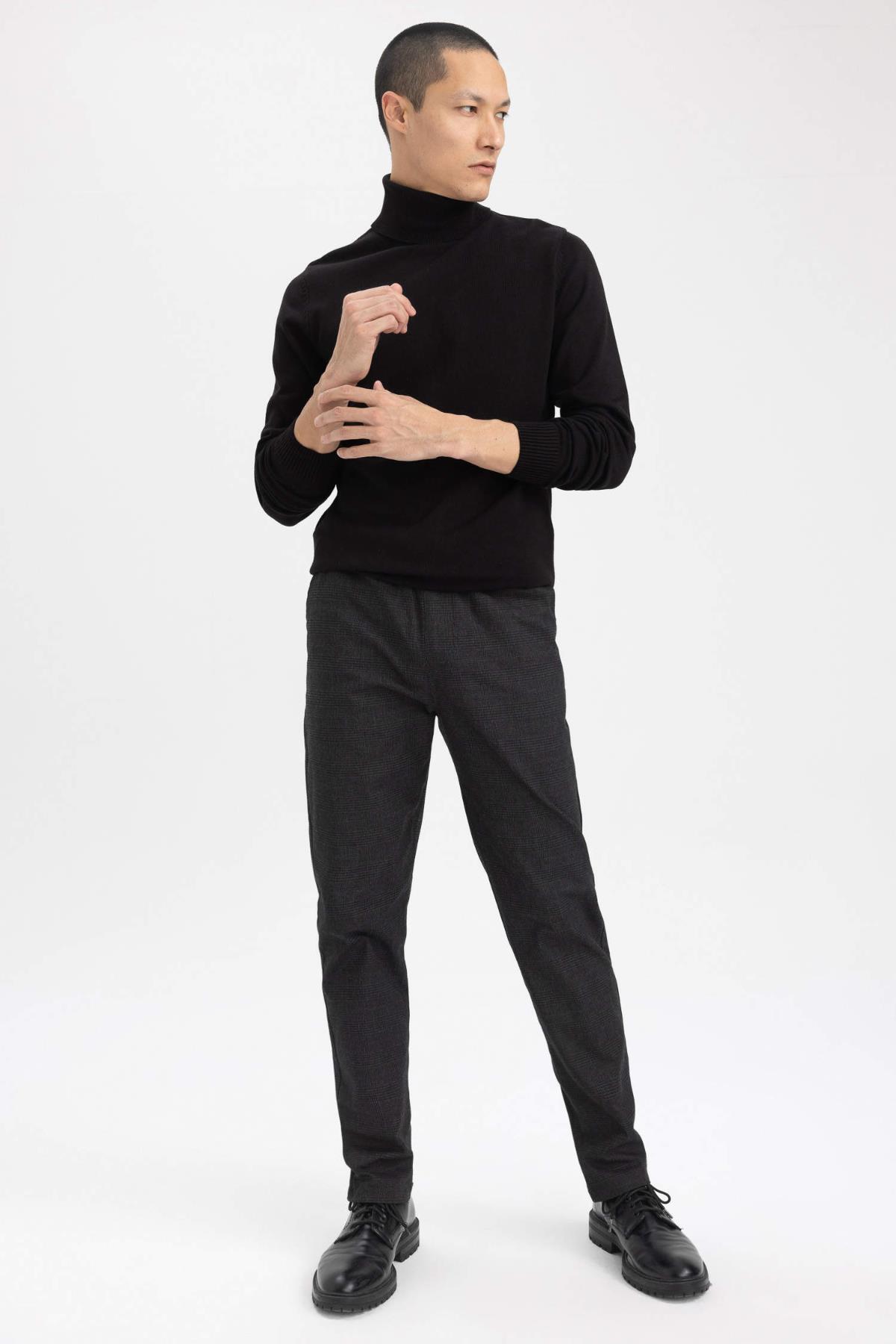 بافت و پلیور مردانه مشکی دفکتو | 24K801001073 اورجینال - تصویر 2