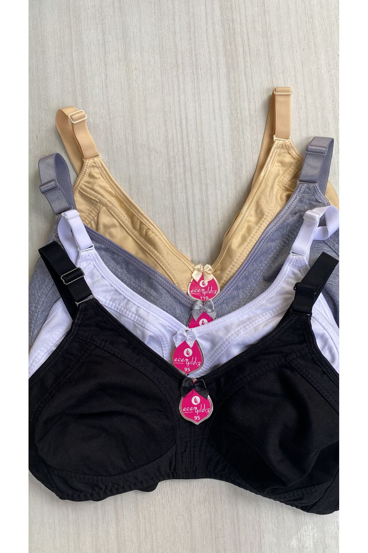 ESİLORA Women's Plus Size Cotton 4-Piece 4 Pieces D Cup Bra Combed Cotton Gat...