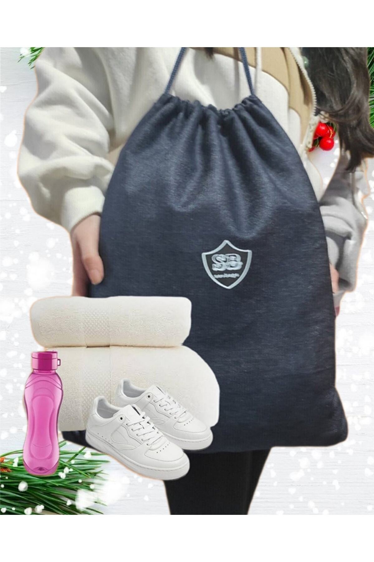 کوله پشتی زنانه آبی سرمه ای SEVBAGS | kot ip büzgülü spor sırt اورجینال - تصویر 5