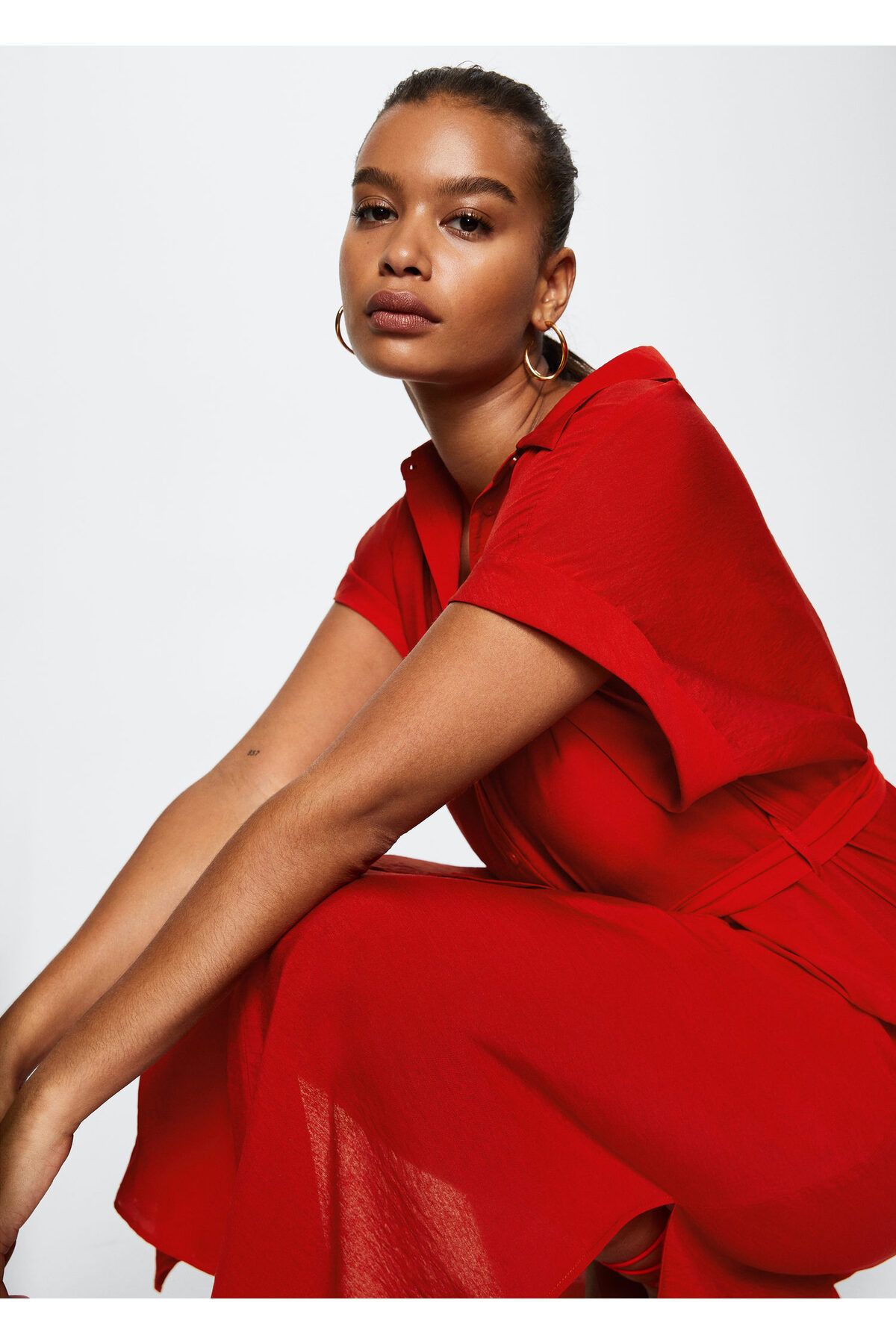 Mango red shop wrap dress