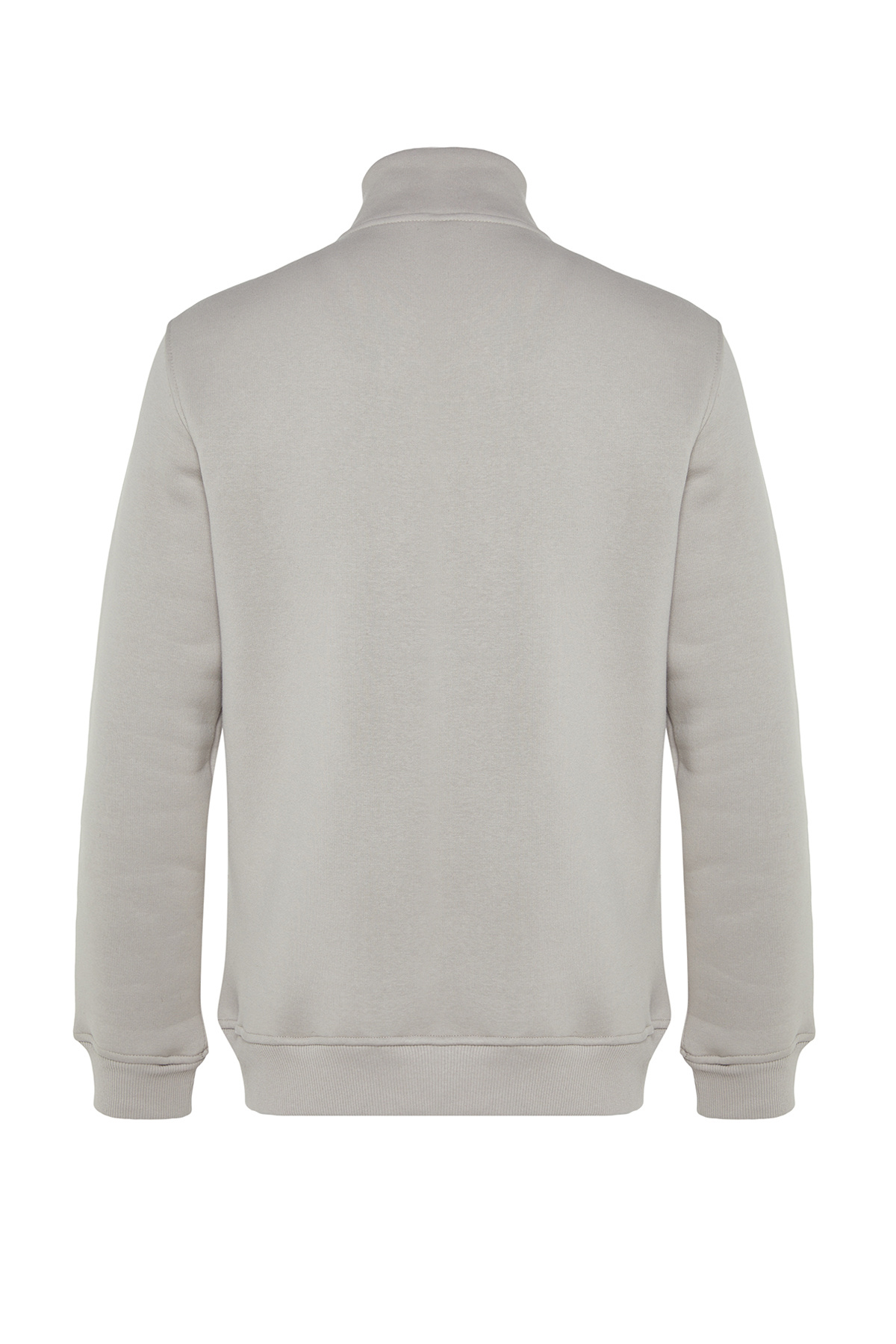 Trendyol Collection-Сірий світшот RegularNormal Fit комір-стійка на блискавці Бавовняний світшот з основним флісом TMNAW24SW00041 14