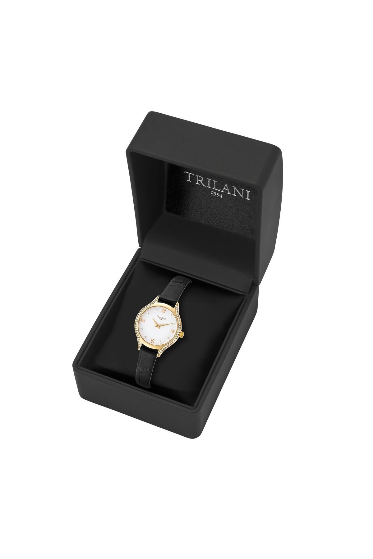 Trilani-Quarzuhr Damen Quarzuhr gelbgold Echtleder weiß 8