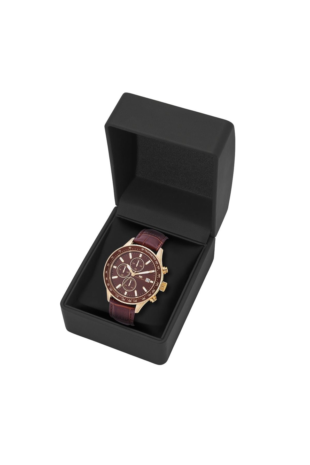Rhodenwald & Söhne-Chronograph Herren Chronograph gelbgold Echtleder braun 8