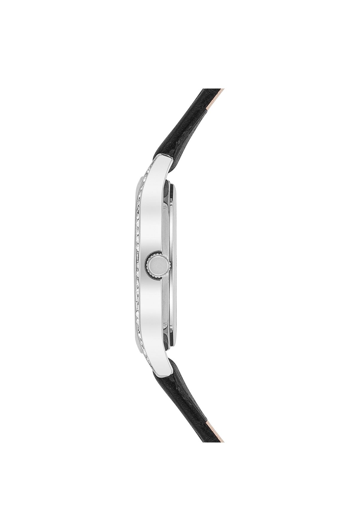 Trilani-Quarzuhr Damen Quarzuhr silber Echtleder schwarz 3