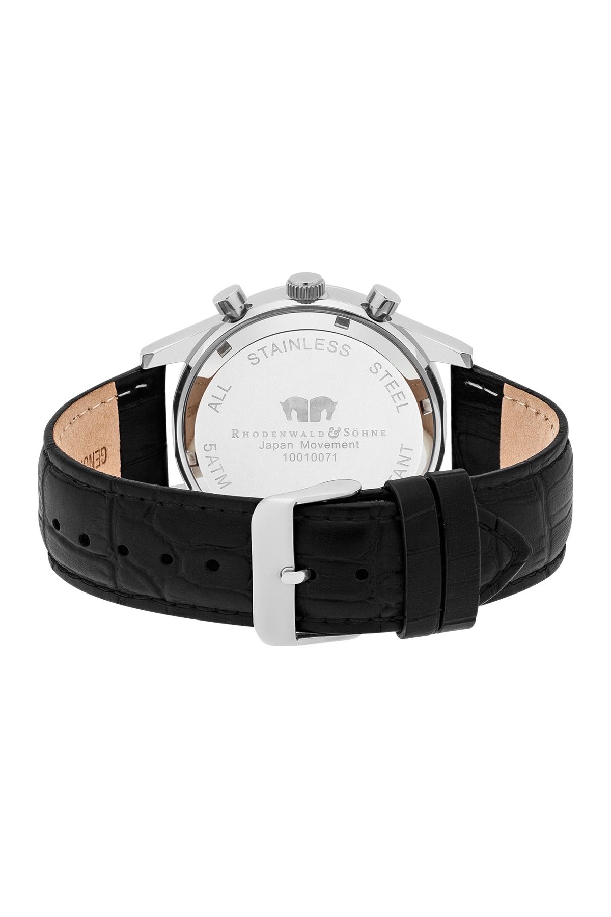 Rhodenwald & Söhne-Kronograf Herren Kronograf silber/schwarz Echtleder schwarz 5