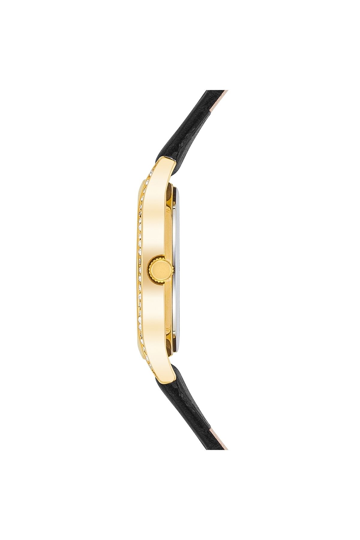 Trilani-Quarzuhr Damen Quarzuhr gelbgold Echtleder weiß 3