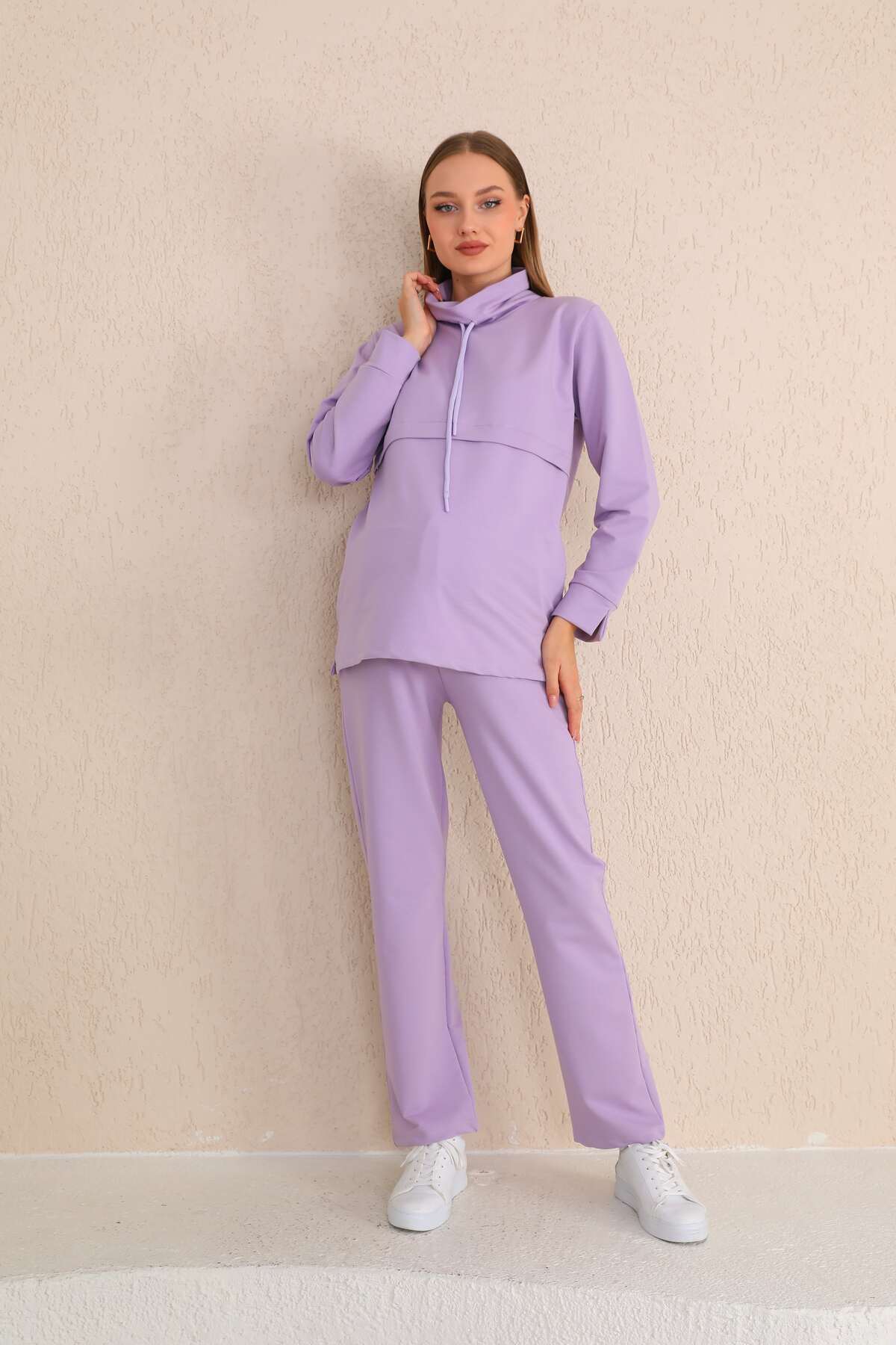 طقم بدلة رياضية للحوامل والحوامل باللون الليلكي من...