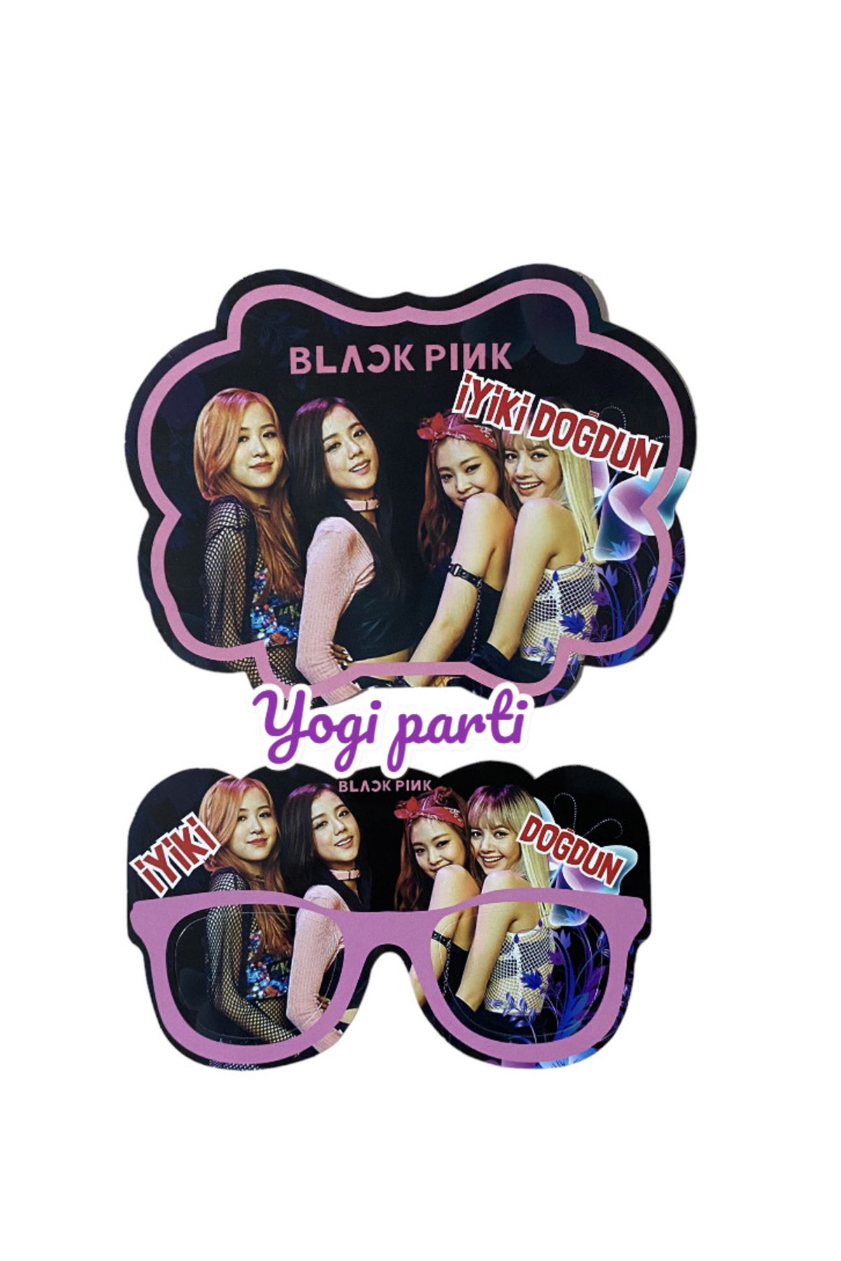Yogi parti Blackpink Konuşma Balonu Gözlüğü Doğum Günü Parti Malzeme süsü 8 li set
