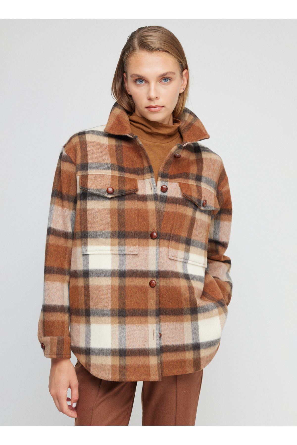BROOKS BROTHERS-Kawa - Beżowy damski płaszcz Bbfw23Fjc017 3