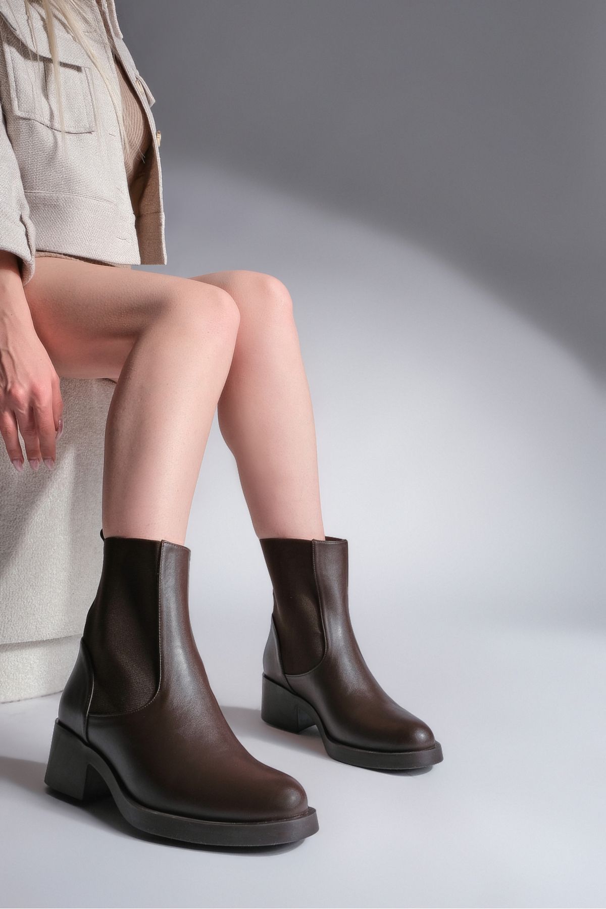 Marjin Ankle Boots Brown Flat Trendyol