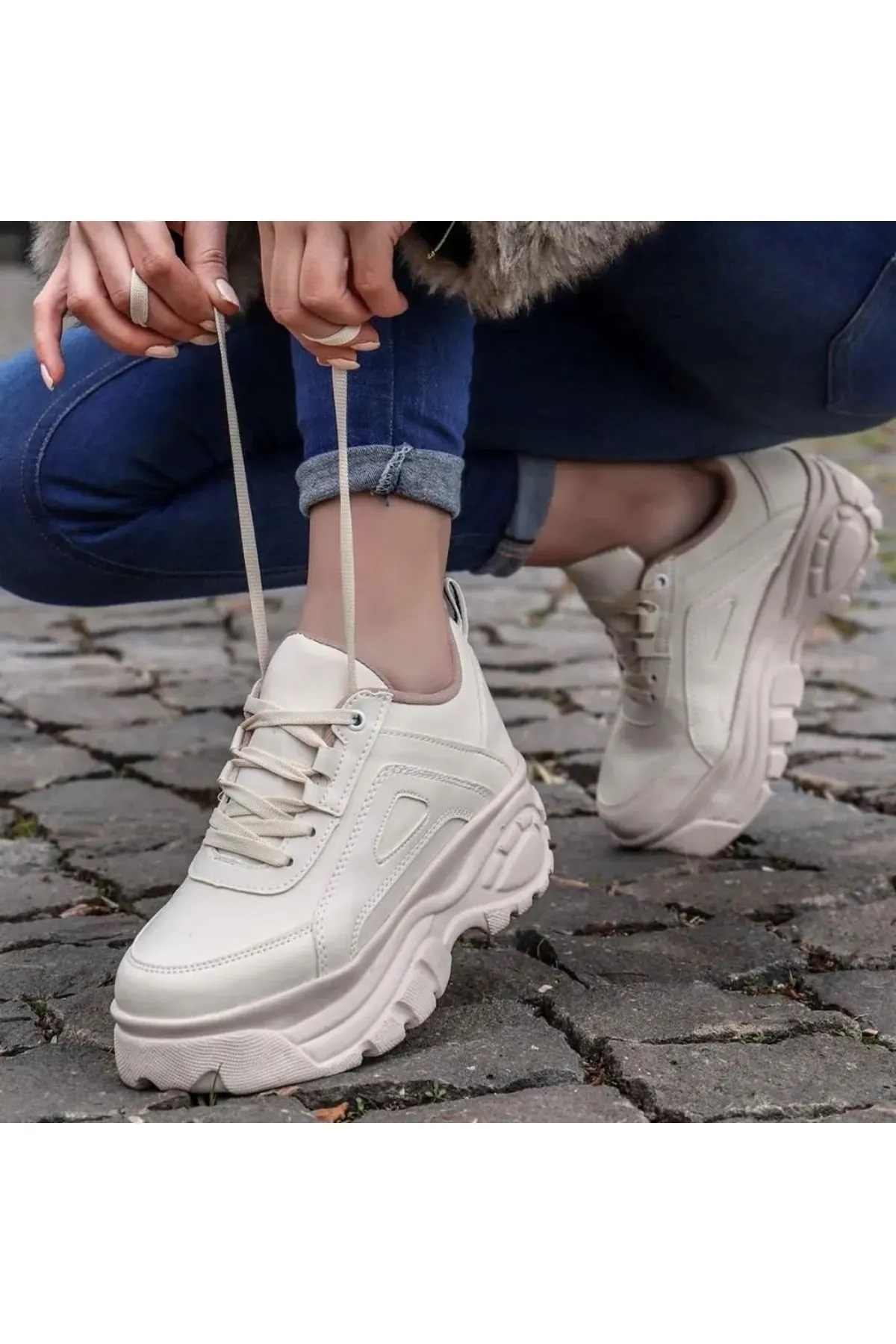 pilla spor Γυναικεία αθλητικά παπούτσια με κορδόνια παχιά ελαφριά ψηλή σόλα 6 εκ