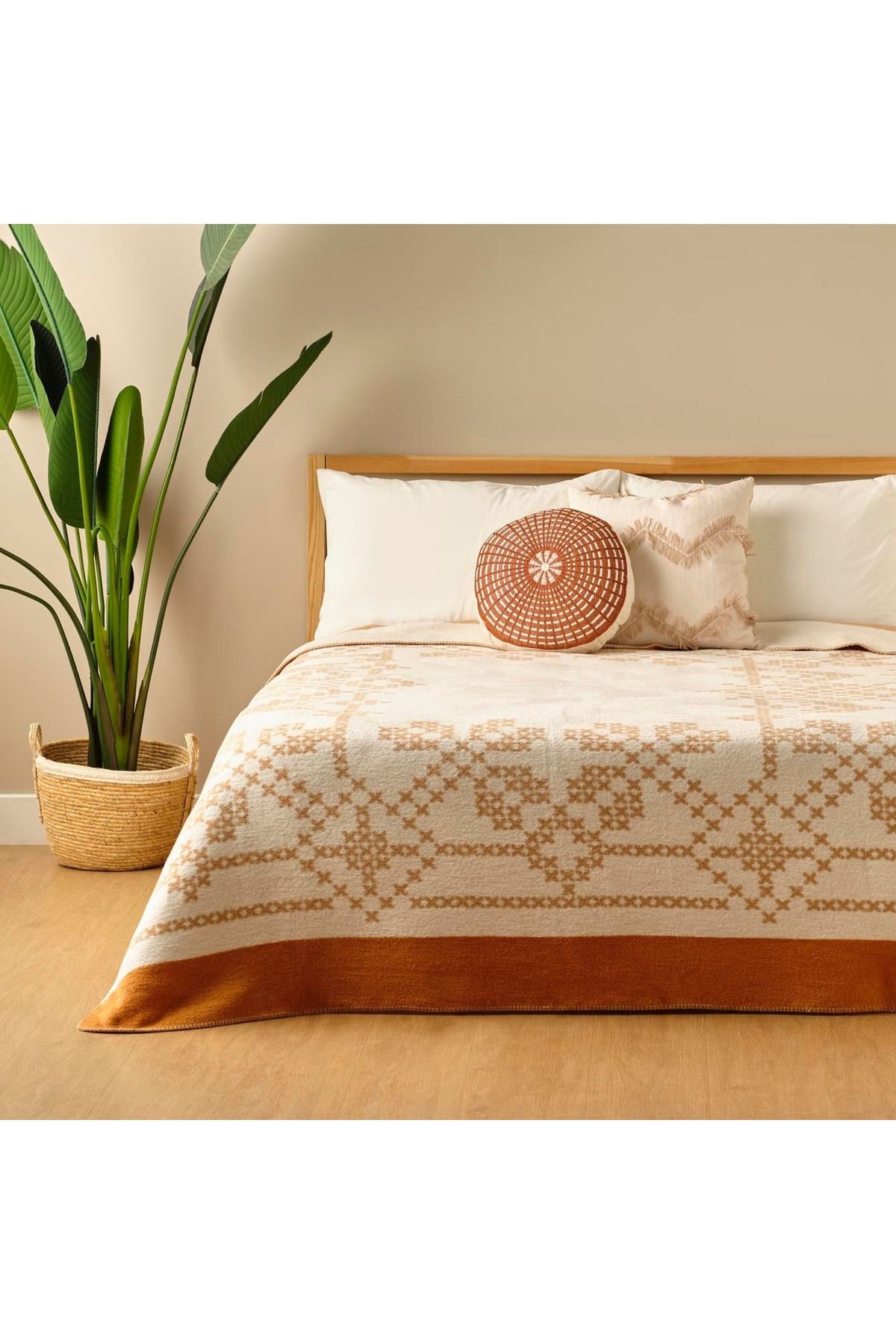 پتوی یک نفره چند رنگ یتو لیلیث پنبه ای پتو قهوه روشن 150X200 سانتی متر  Bella Maison