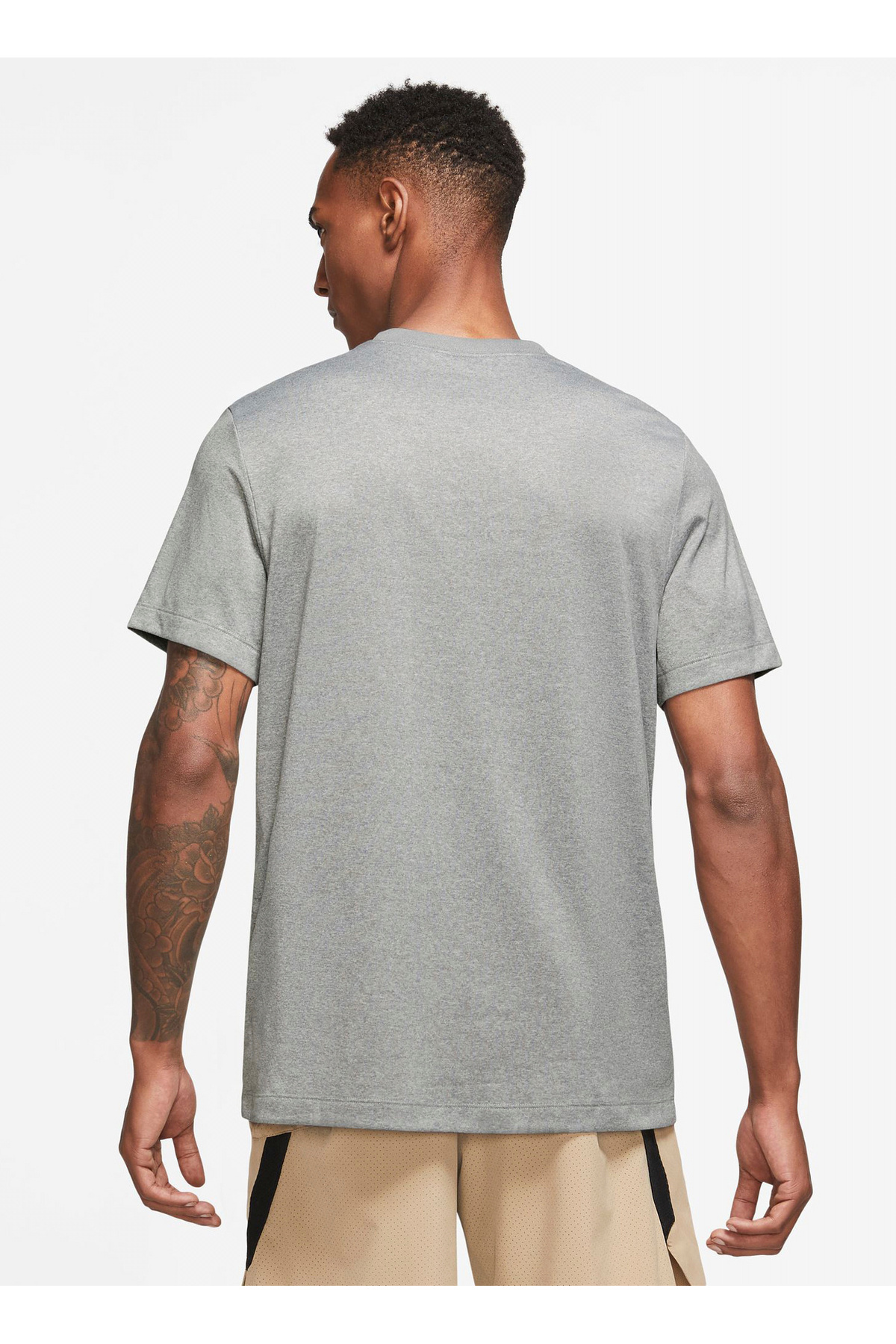 Nike Bisiklet Yaka Düz Gri Erkek T-Shirt DX0989-063 M NK DF TEE