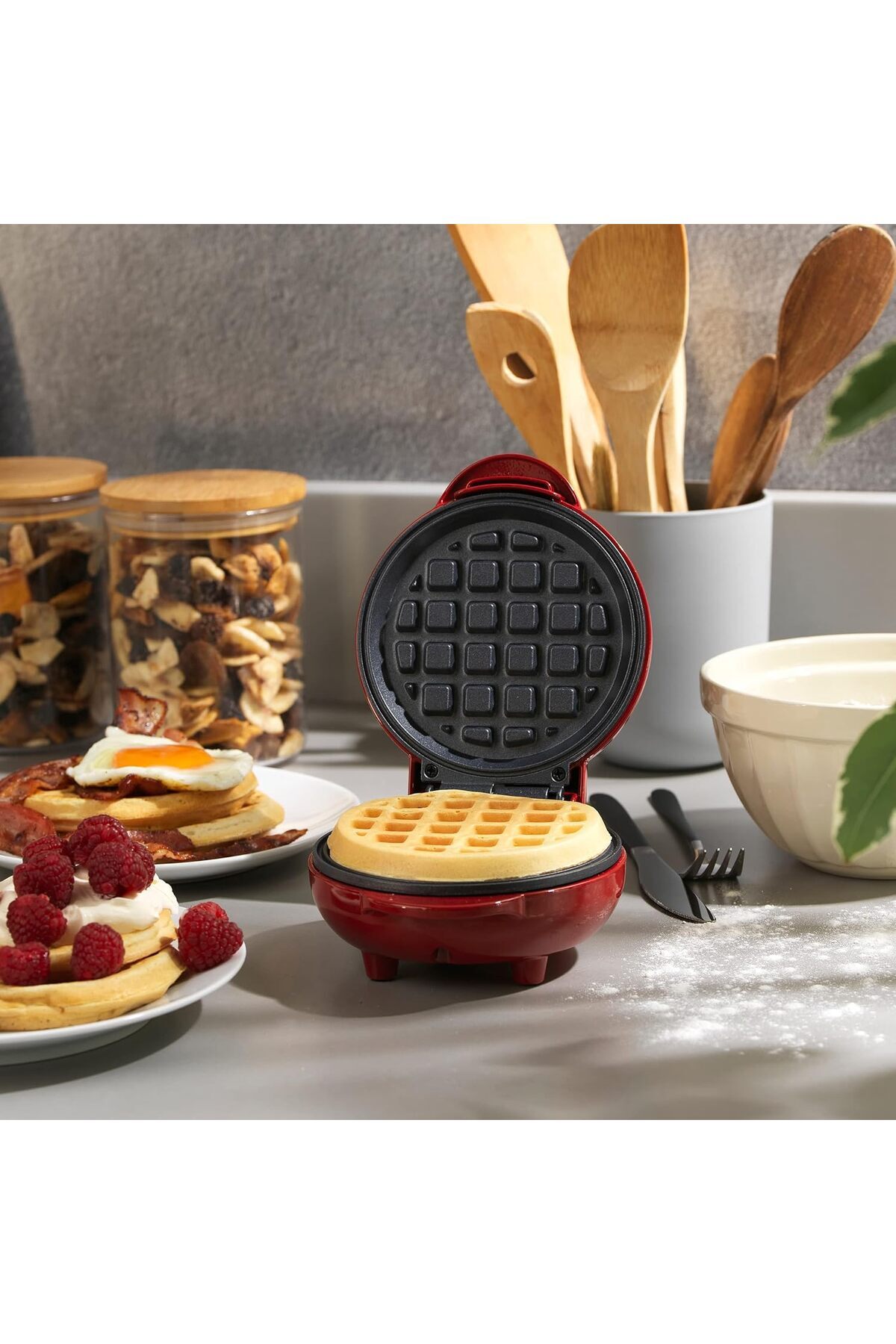GILES POSNER EK4214GSBL Mini Waffle Makinesi Yapışmaz Waffle Demir