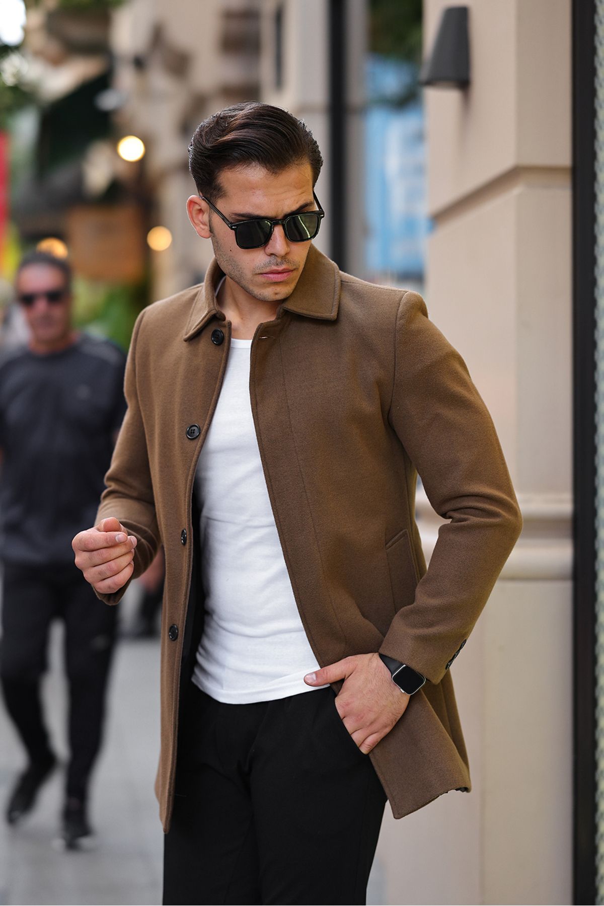 Mens slim fit camel 2025 coat