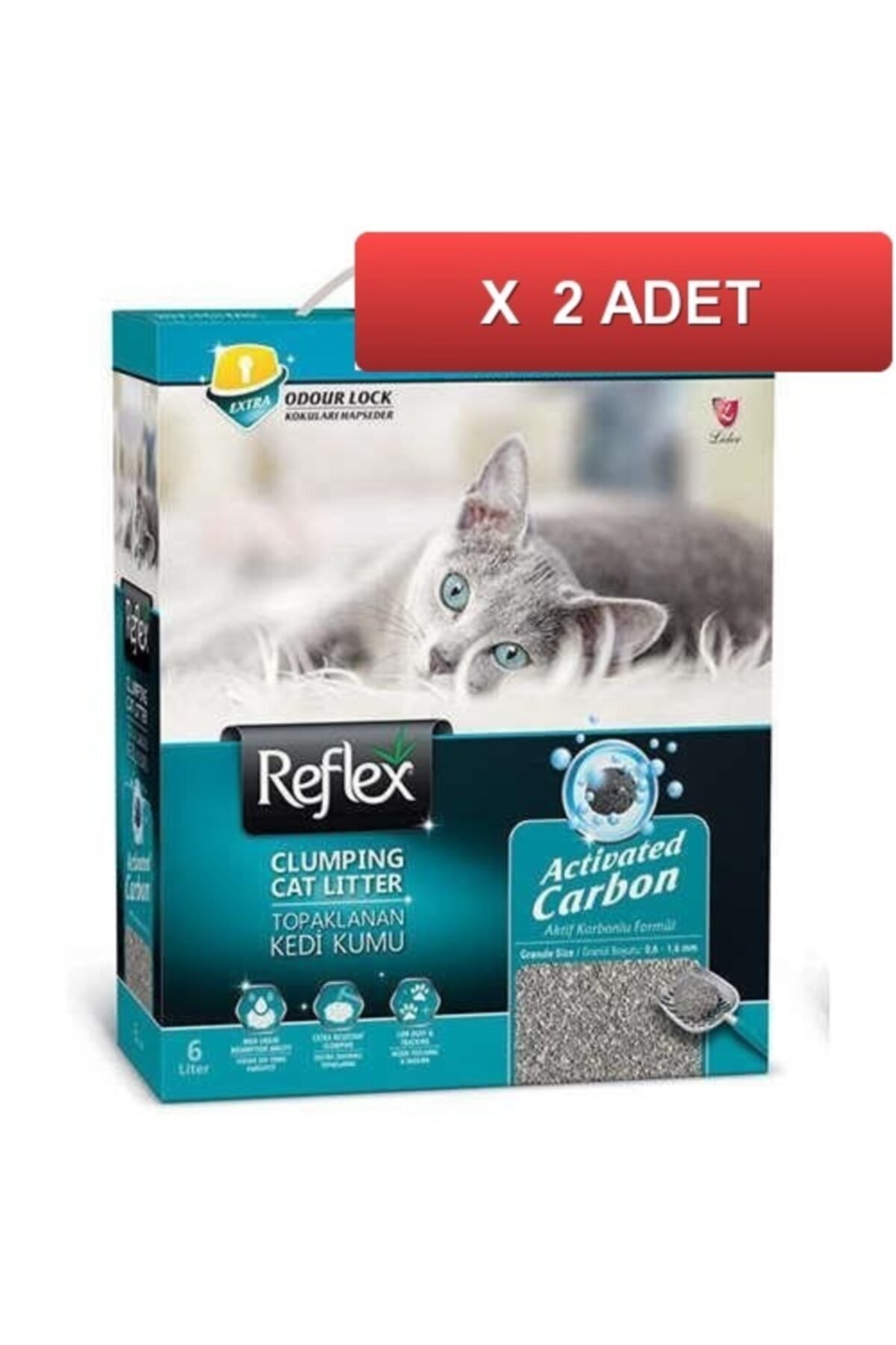 Reflex Activated Carbon Koku Kontrolü Kedi Kumu 6 Lt (2 Adet)