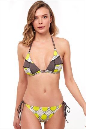 Kadın Sarı Üçgen Kesimli Bikini Takımı 1566