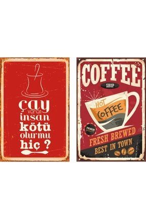 Çay Kahve Retro Ahşap Poster 2 Li atc420-215