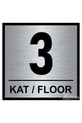 Kat 3 Apartman Bina Kat Numarası Levhası 16x16cm Metal Arkası Ahşap Yapışkanlı PLK130-K3