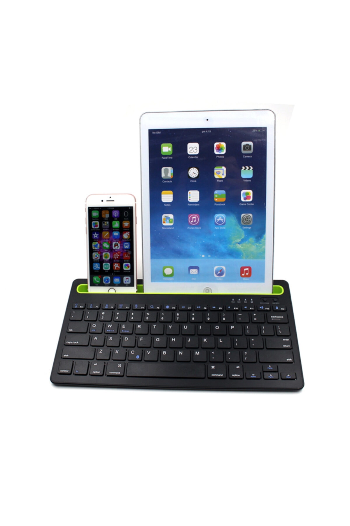 Siyah Bluetooth Ultra Ince+şarjlı Mac/win/android/ıos Uyumlu Tablet Standlı Kablosuz Klavye 3