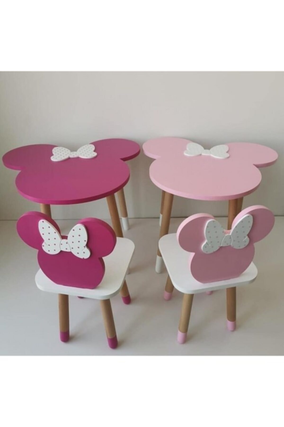 NİNNOLA Minnie Mouse Çalışma Masası Ve Sandalye - Pudra Rengi