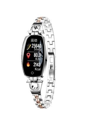 Akıllı Saat Bileklik Lux 2021 Trend H8 Gümüş Su Geçirmez Kan Basıncı Bluetooth Spor Izci Bileklik H8 H-8