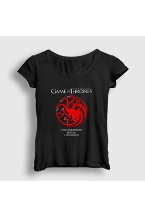 Kadın Siyah Targaryen Game Of Thrones T-shirt 194343tt