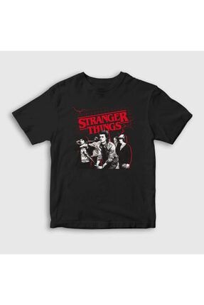 Unisex Çocuk Siyah Battle Stranger Things T-shirt 217547tt