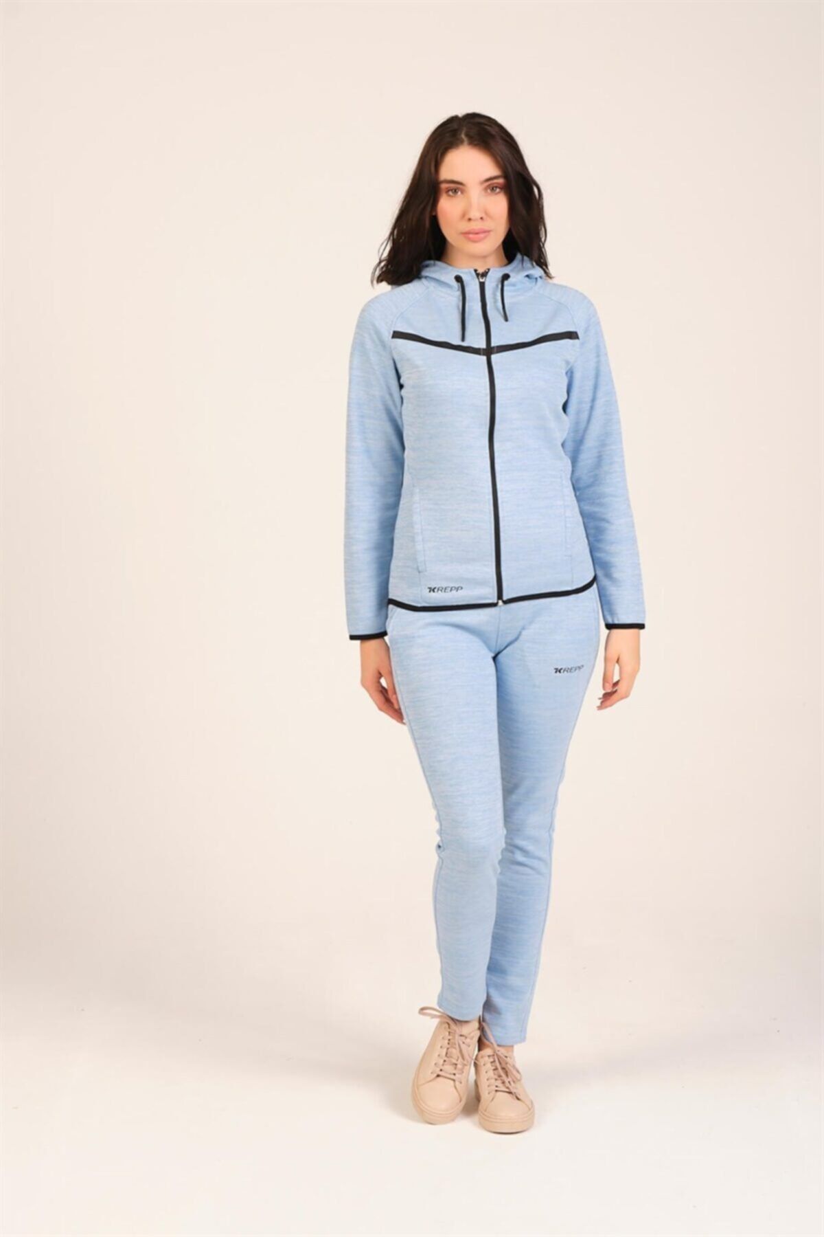 KREPP Women s Baby Blue Hooded Flexible Printed Tracksuit Set 164