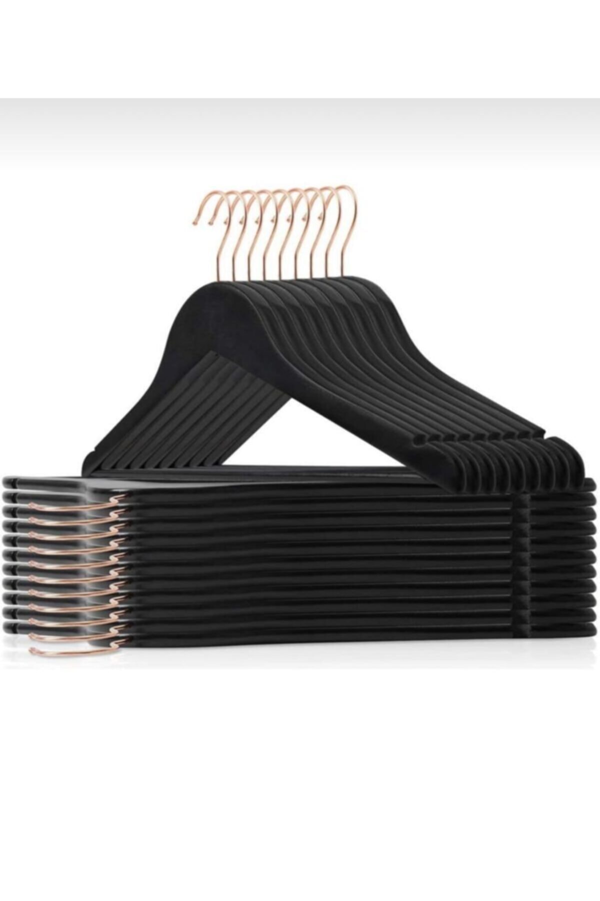 Black Wood Look Hanger Premium Special Series with 24 Gold Hooks