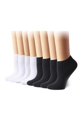 9'lu Unisex Pamuklu Siyah Ve Beyaz Patik Çorap 01121
