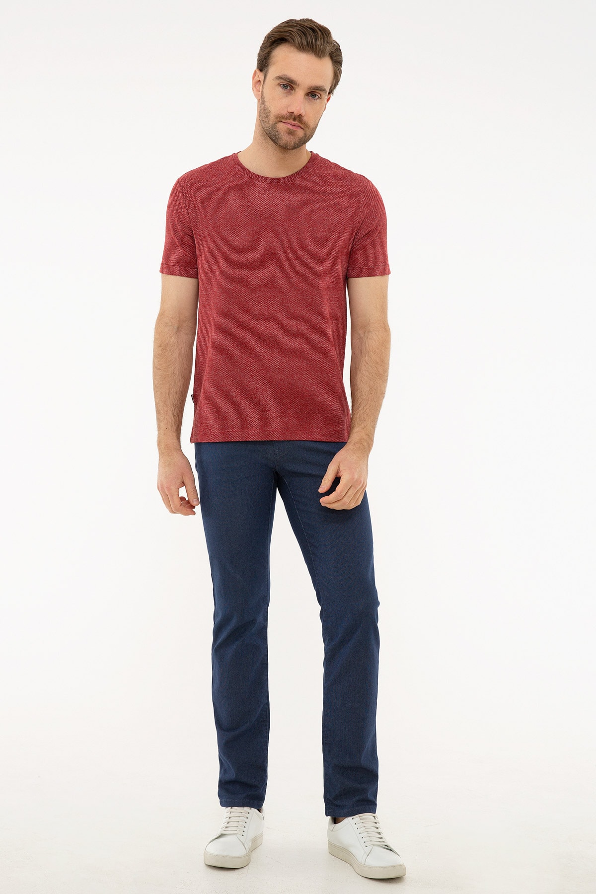 تیشرت مردانه بورگوندی پیرکاردین | G021GL011.000.977458.VR014 اورجینال - تصویر 4