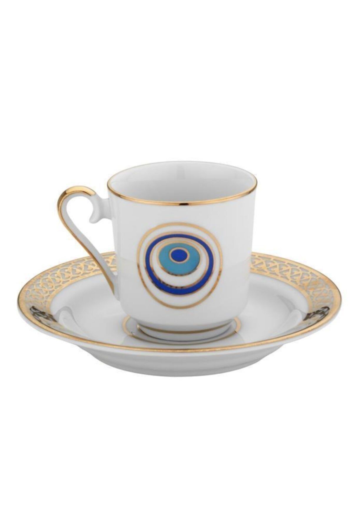 Kütahya Porselen ست فنجان قهوه با منجوق چشم بد سفید