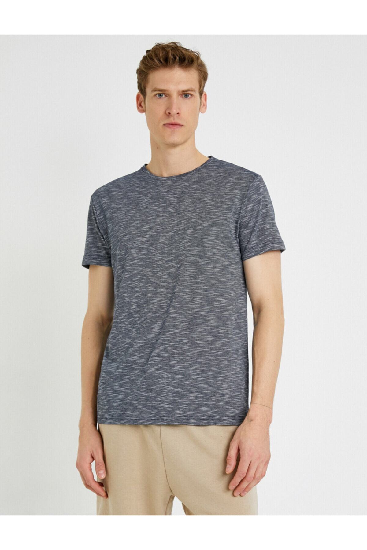 تیشرت مردانه خاکستری کوتون | 1YAM12021LK اورجینال - تصویر 3