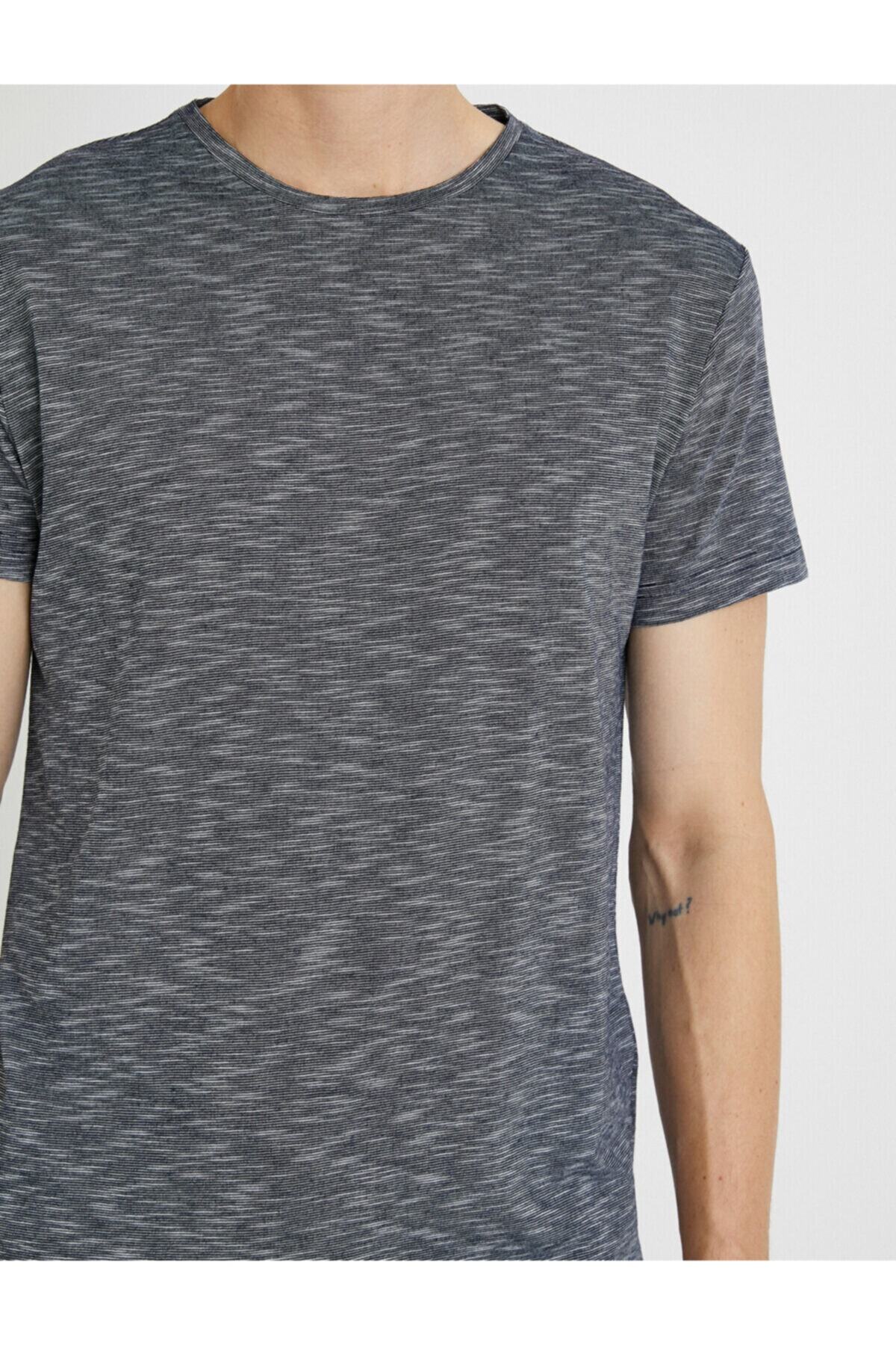 تیشرت مردانه خاکستری کوتون | 1YAM12021LK اورجینال - تصویر 5