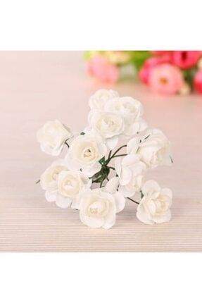 Beyaz Kağıt Gül 144lü Kağıt Güller El Işi Süsleme Hobi Dekorasyon Tasarım Yapay Çiçek Aranjman AKERKAGITGULSERISIH