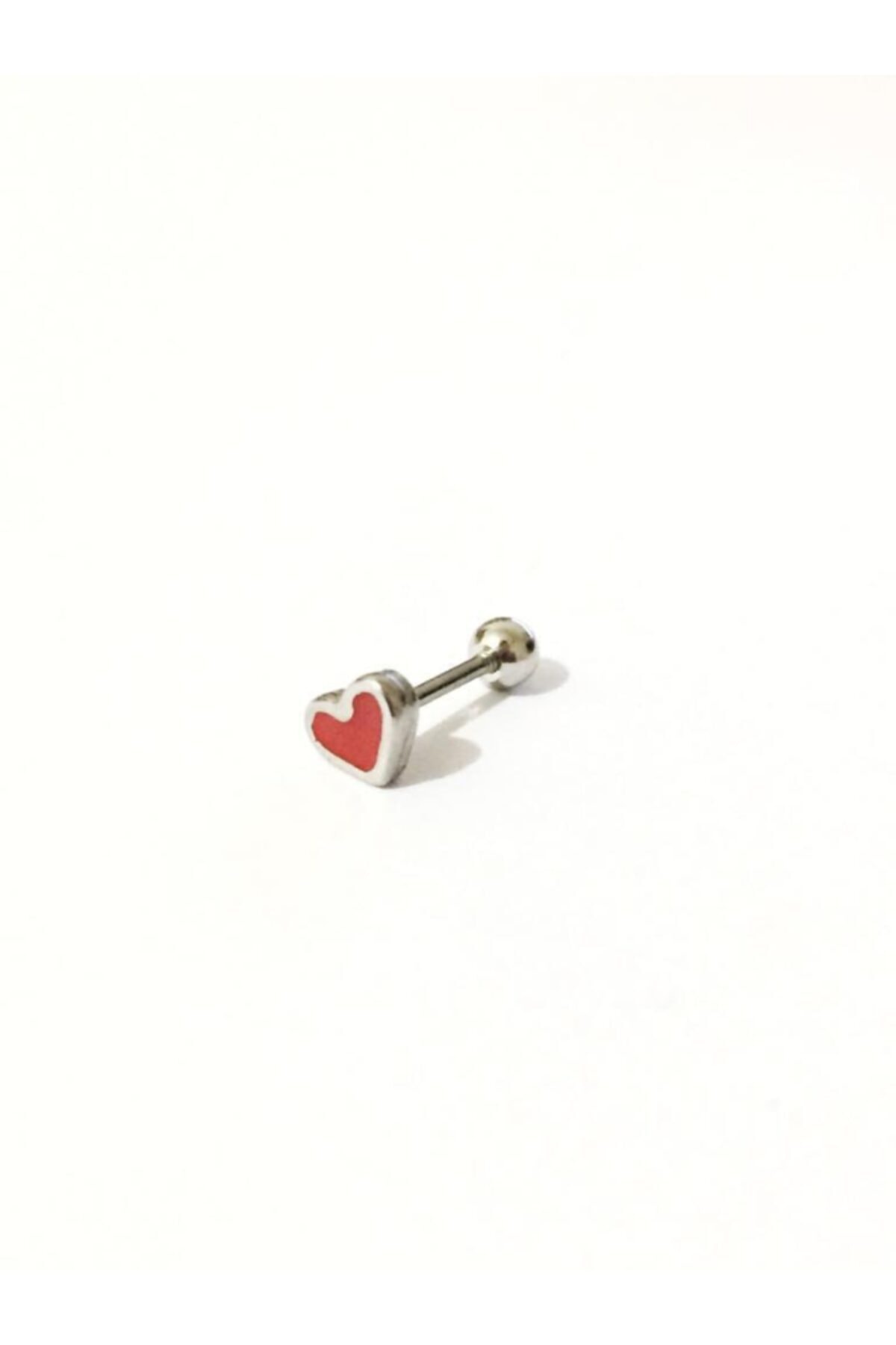 Steel Red Gemstone Heart Shaped Tragus Helix Piercing 6mm