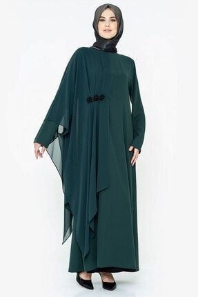 Kadın Haki Gül Detaylı Tesettür Abiye Elbise 5021 T19EL3M5021
