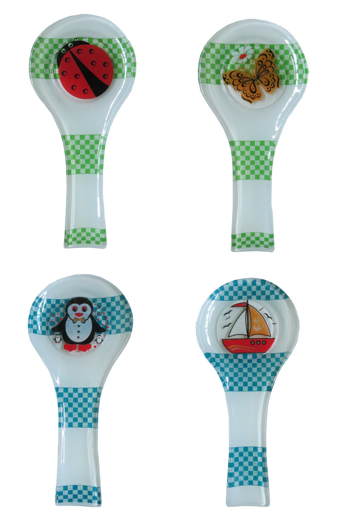 Cam Gider Kapağı Cam Kaşıklık Cam Sabunluk 3'lü Set 4